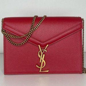 SOLD Authentic YSL Red Cassandra Chain Shoulder Leather Bag